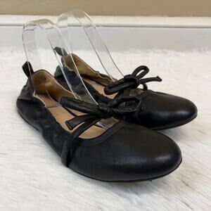 Silent D Bella Black Leather Round Toe Ballet Flats Size EU 40 US 9